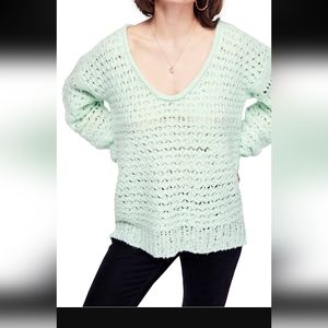 Mint green small Free People Boho women's  sweater